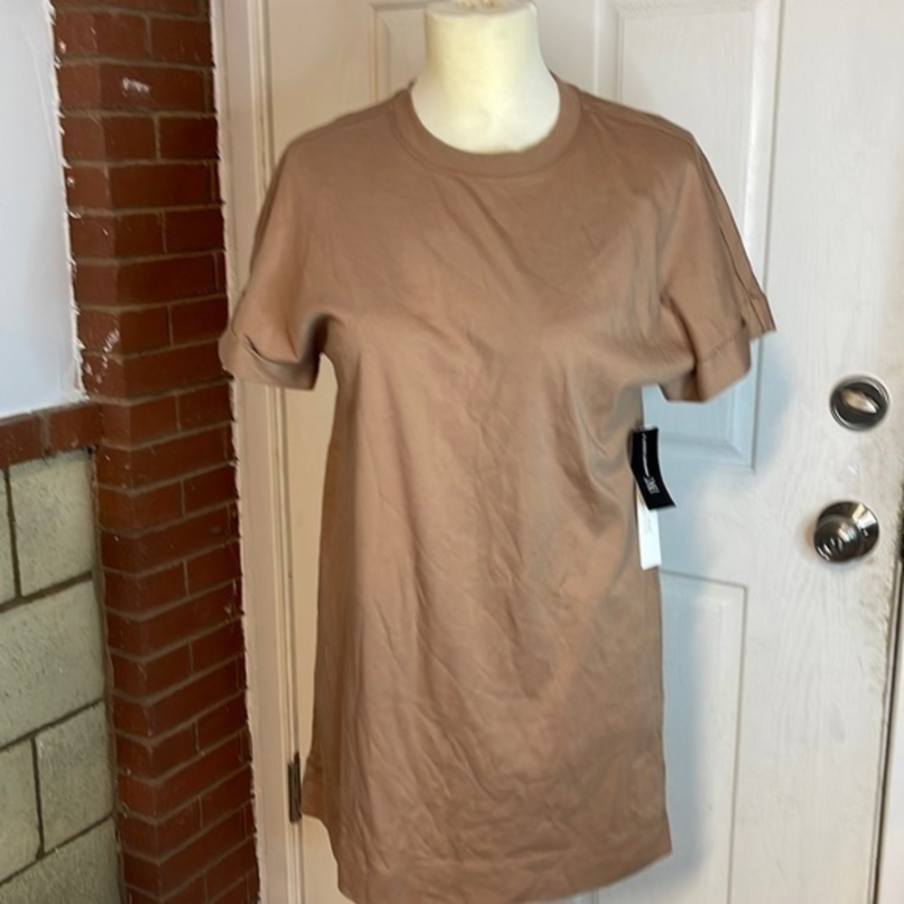 INC Women's T-Shirt Dress Beige Size XS Short-Sleeve $89